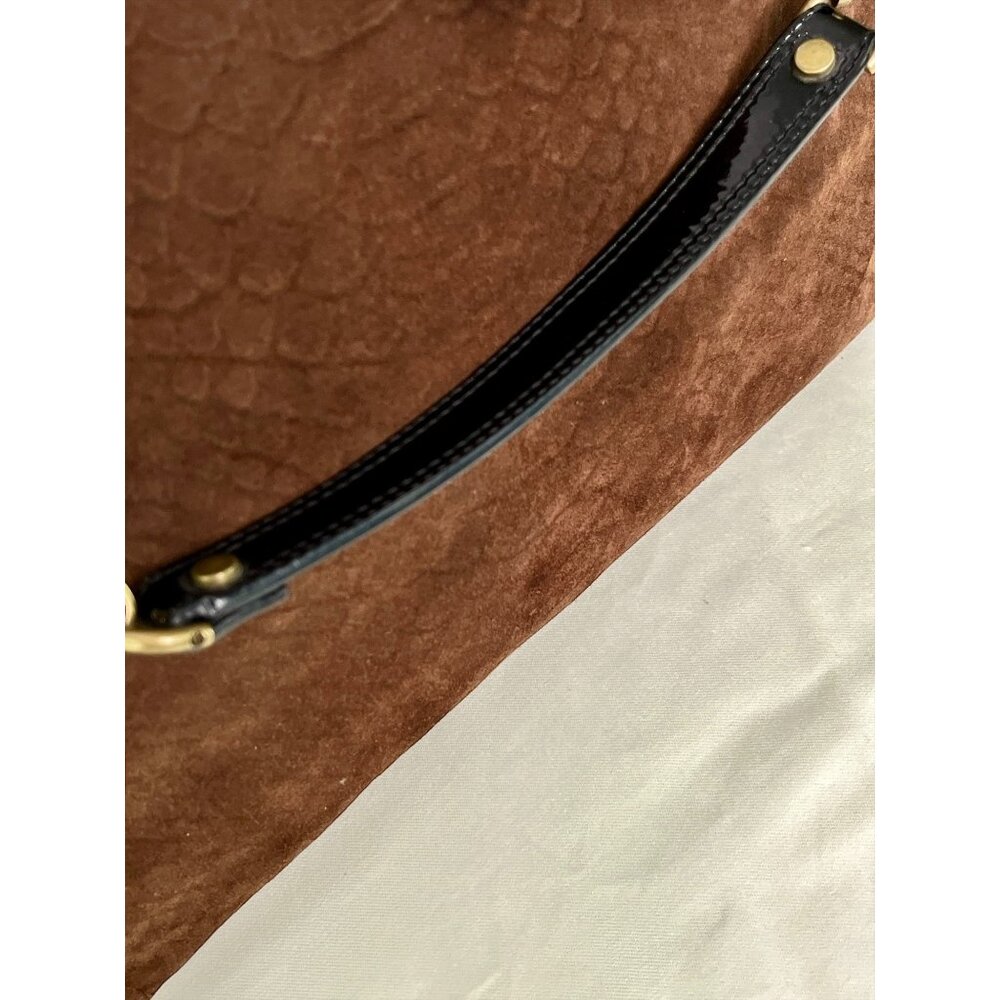 Lanvin "Amalia" Python Print Brown Suede Bucket S… - image 8